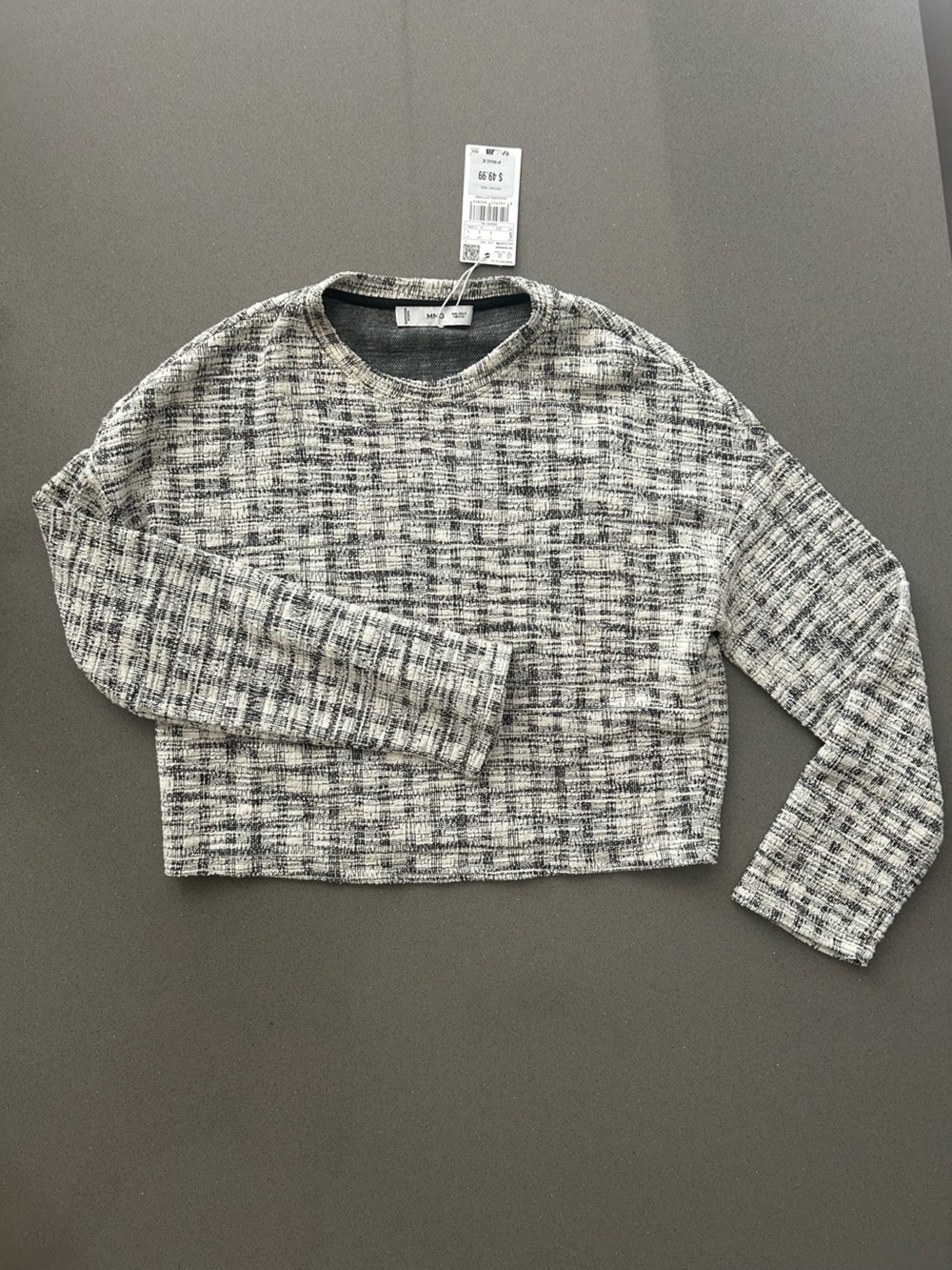 Mango Women's Textured Knit Cropped Sweater Size S..